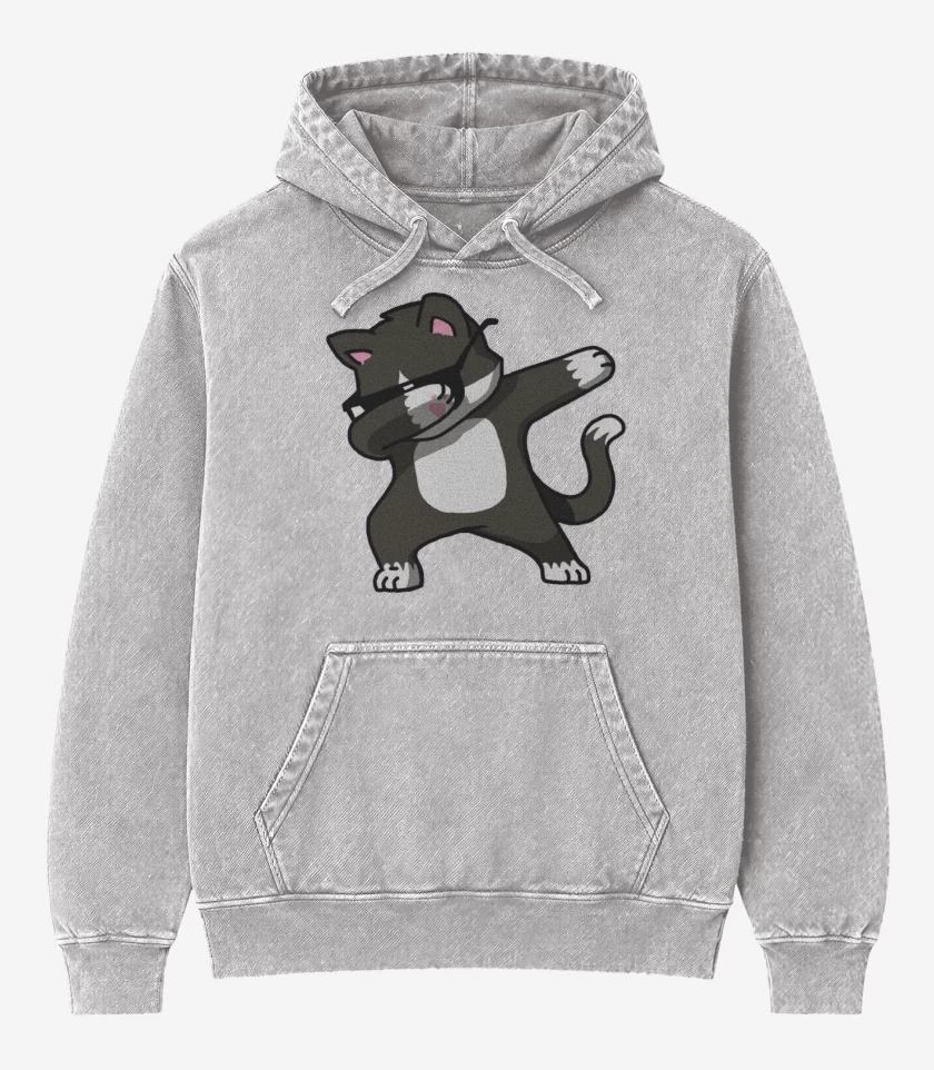 Poleron Canguro Acid Wash Gris Melange de Dab Cat