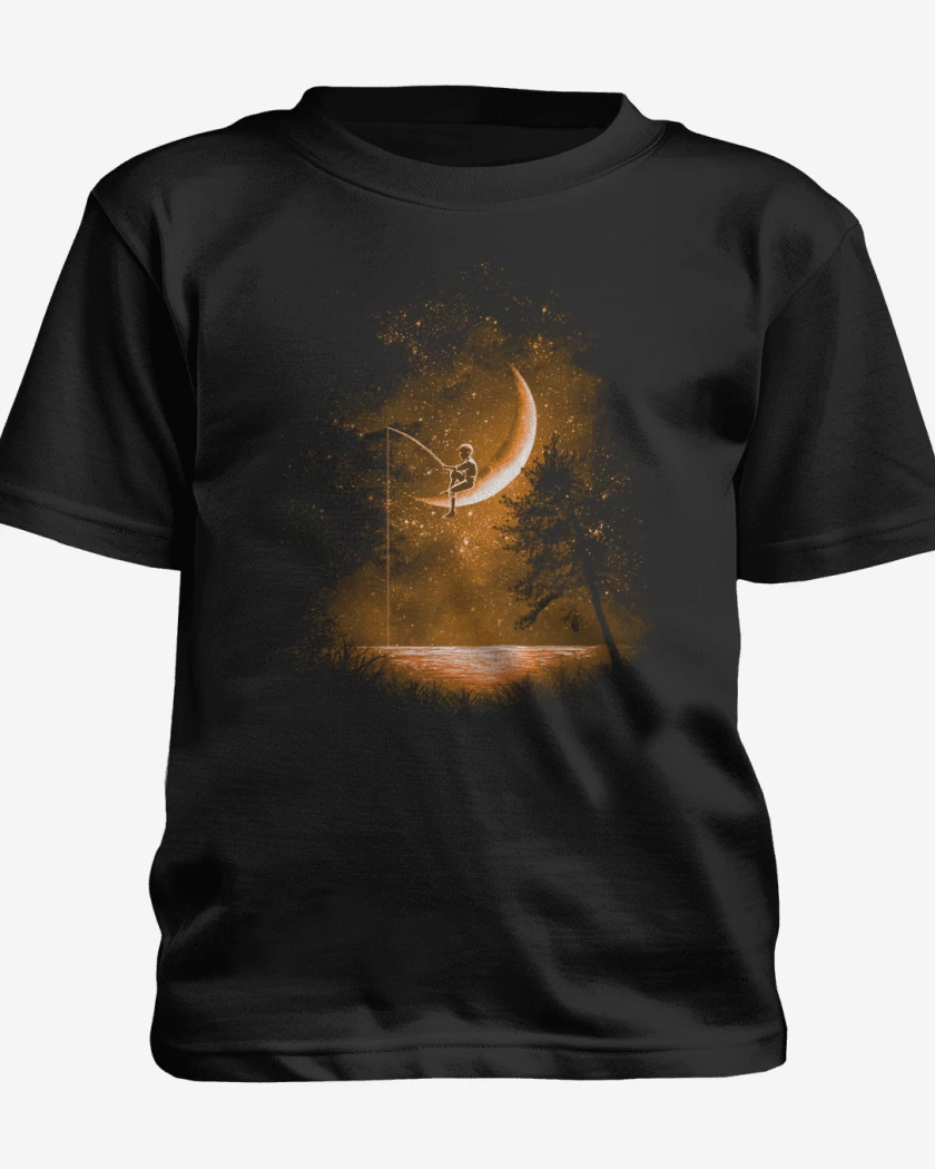 Polera de niño Negro de Noche de pesca