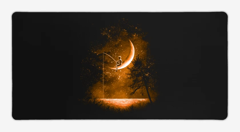 Mouse pad Gamer Negro de Noche de pesca