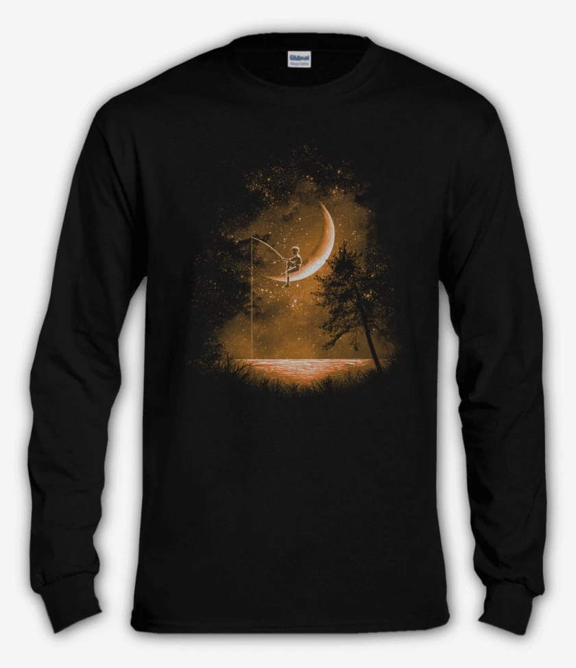 Polera manga larga Negro de Noche de pesca