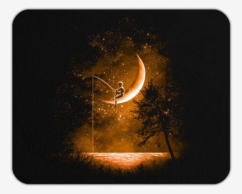 Mousepad Negro de Noche de pesca