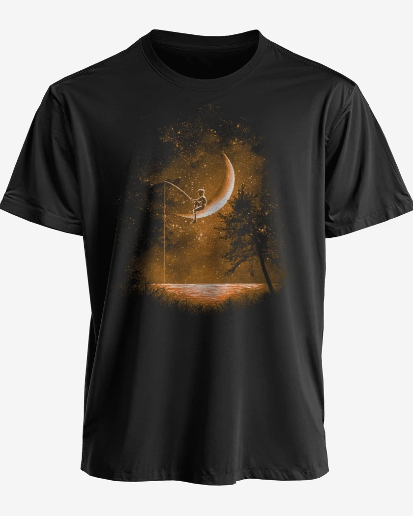 Polera premium Negro de Noche de pesca