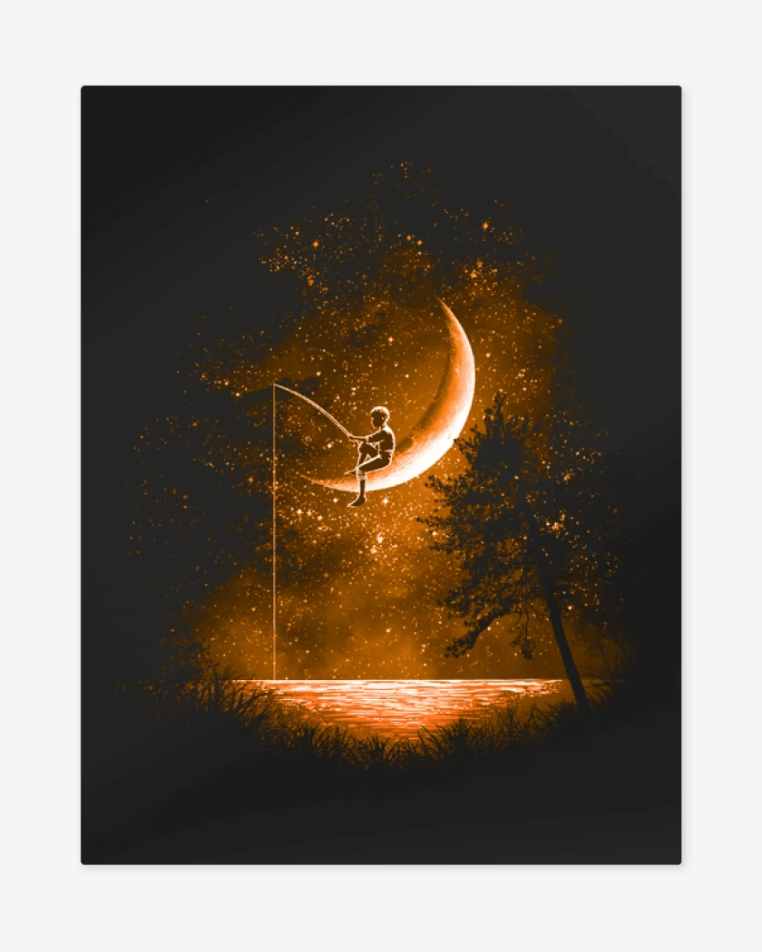 Print metalico Negro de Noche de pesca