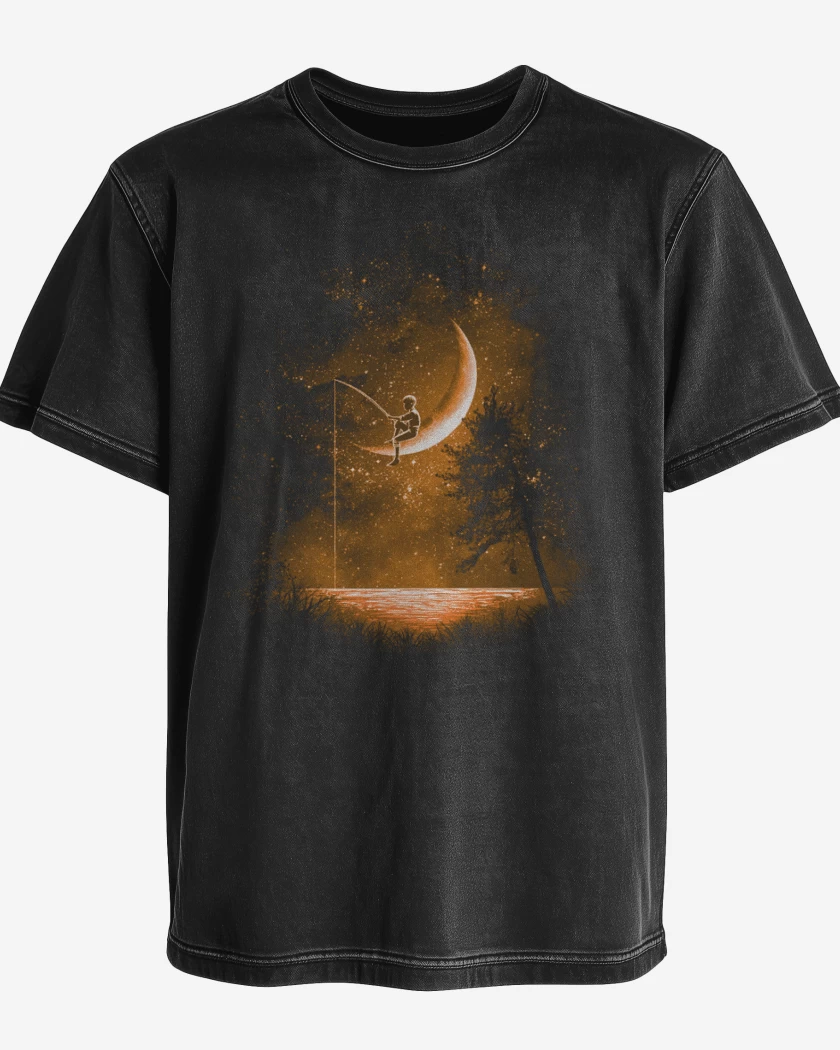 Polera desgastada Negro de Noche de pesca