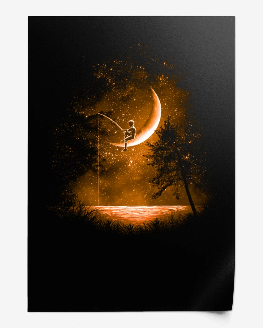 Print Negro de Noche de pesca