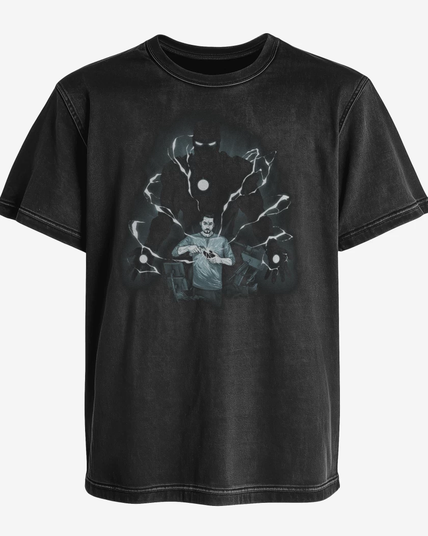 Polera desgastada Negro de Tony Stark