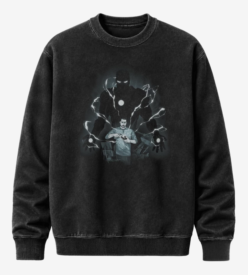 Poleron Polo Acid Wash Negro de Tony Stark