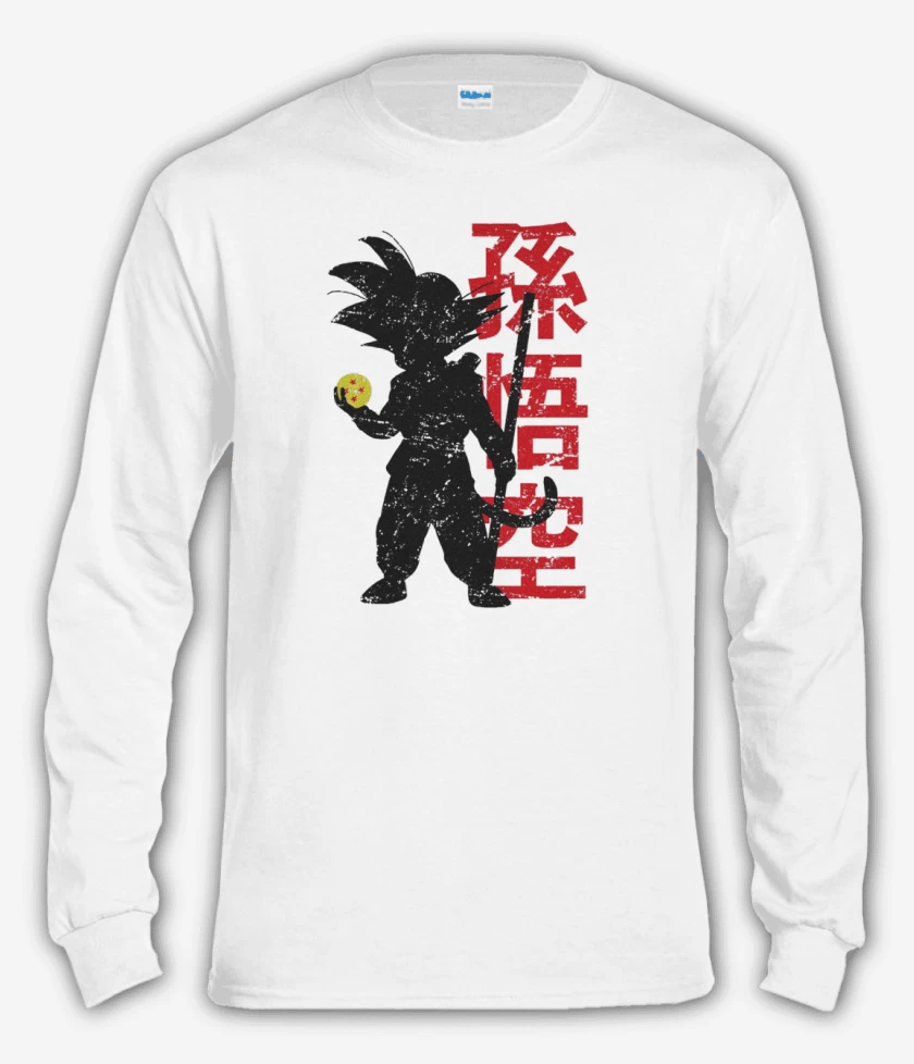 Polera manga larga Blanco de Pequeño Goku