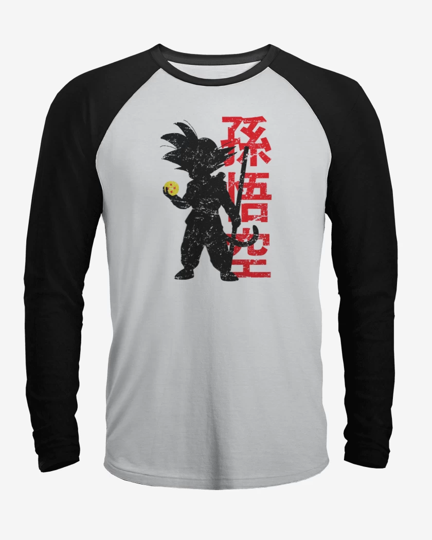 Polera Raglan Blanco / Negro de Pequeño Goku