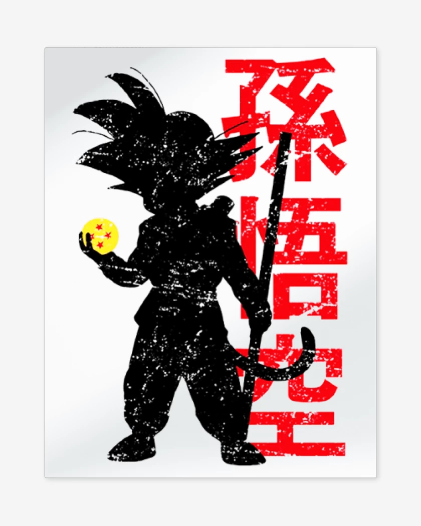 Print metalico Blanco de Pequeño Goku