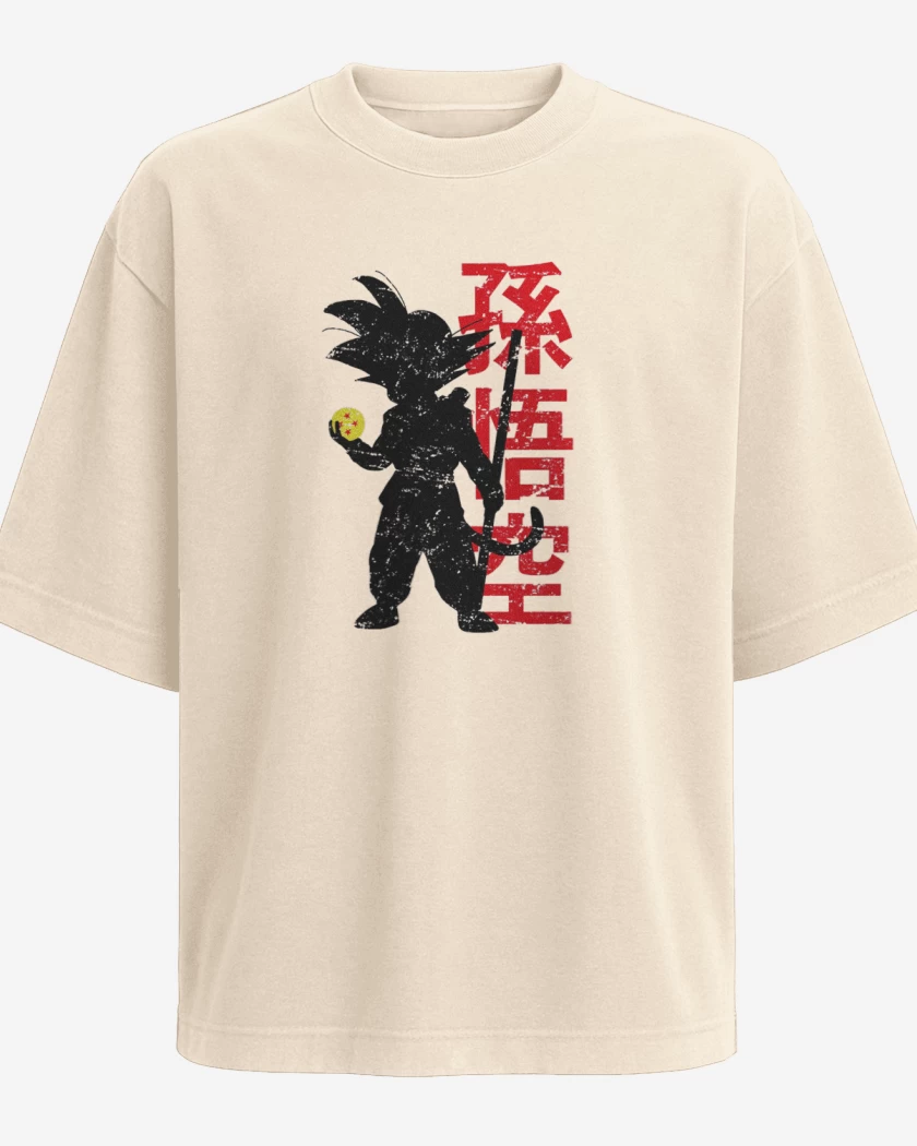 Polera Oversize Beige de Pequeño Goku
