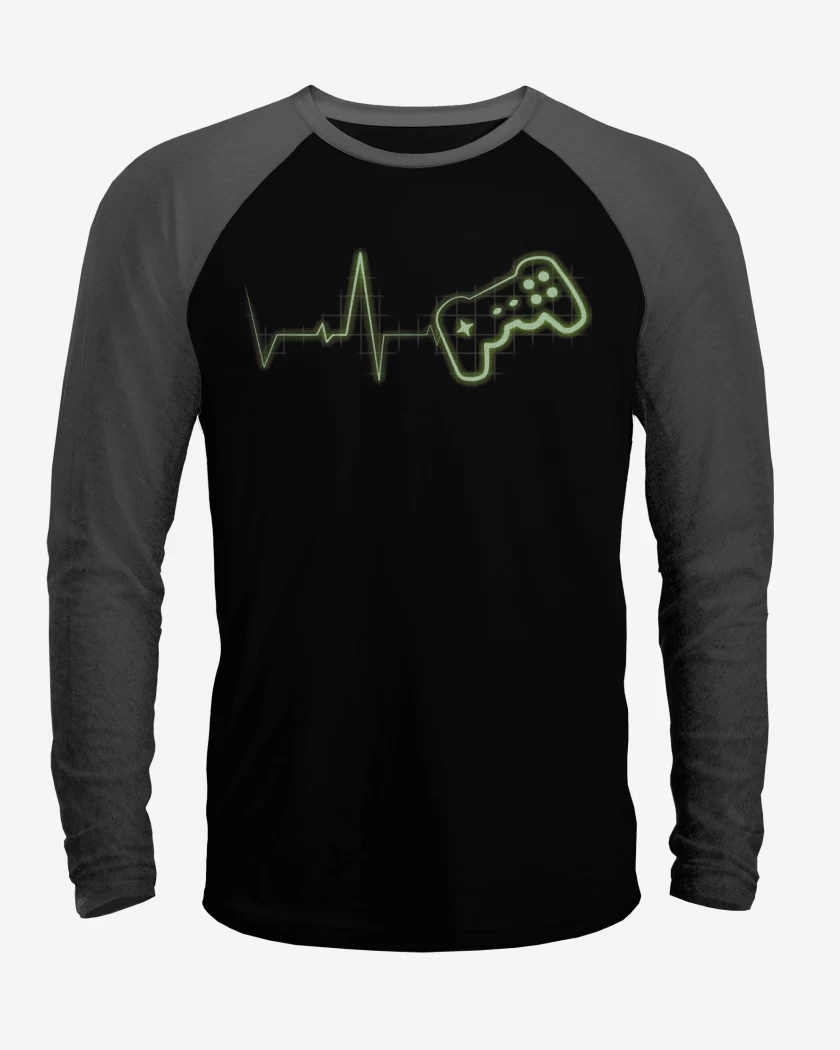 Polera Raglan Negro / Negro Heather de Gamer