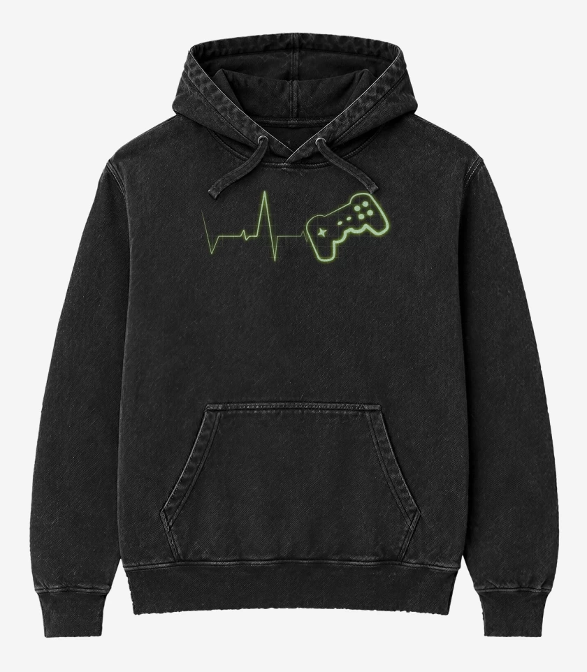 Poleron Canguro Acid Wash Negro de Gamer