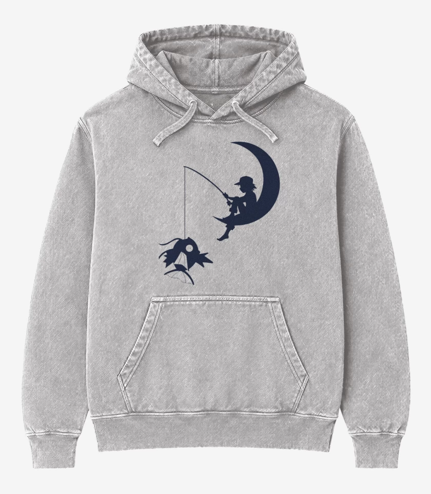 Poleron Canguro Acid Wash Gris Melange de Ash Luna Dream