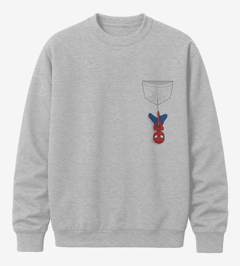 Poleron polo Gris Melange de Spider man Bolsillo