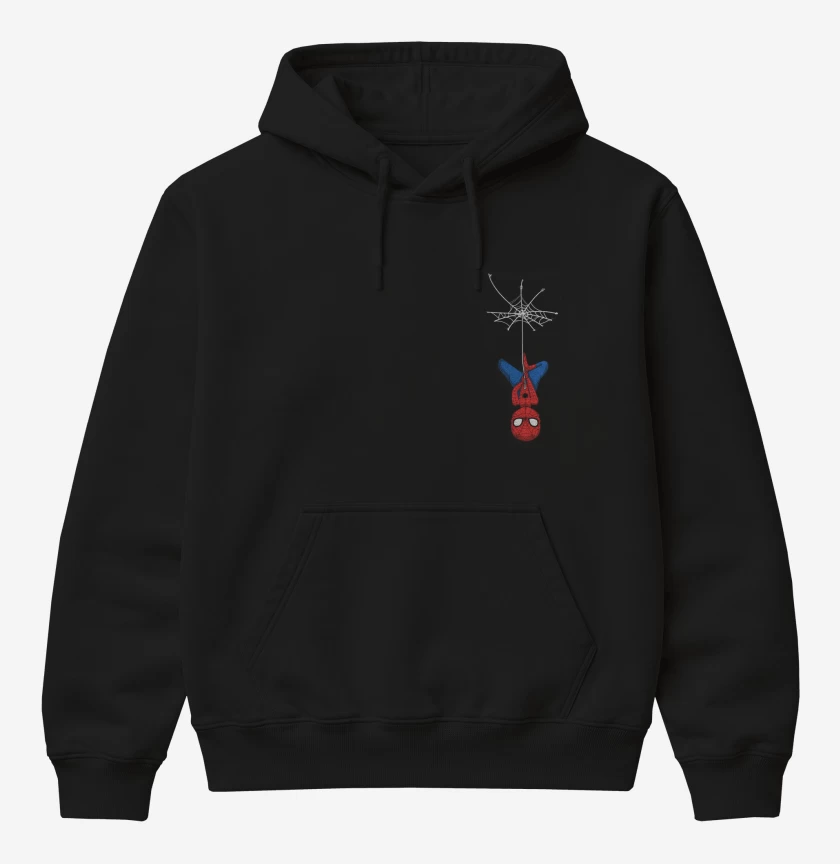 Poleron Canguro básico Negro de Spider man Bolsillo