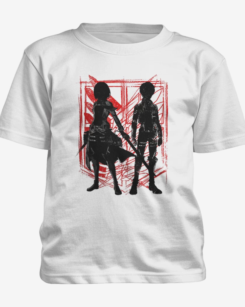 Polera de niño Blanco de Mikasa y Eren