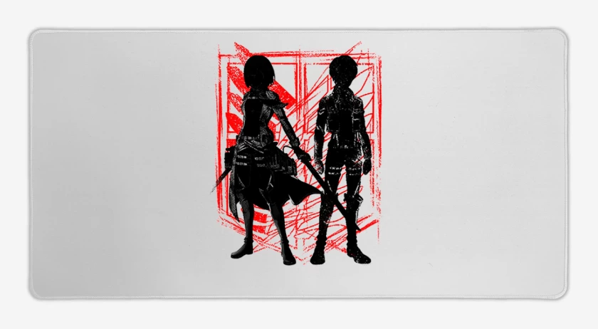 Mouse pad Gamer Blanco de Mikasa y Eren