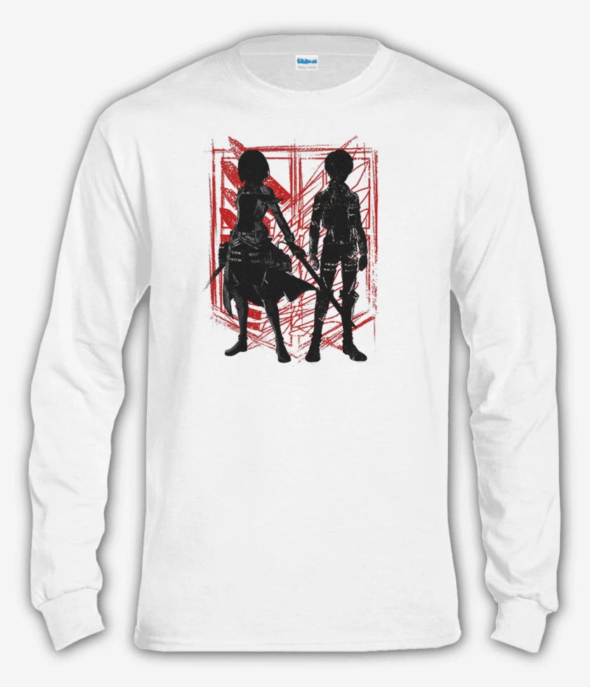 Polera manga larga Blanco de Mikasa y Eren