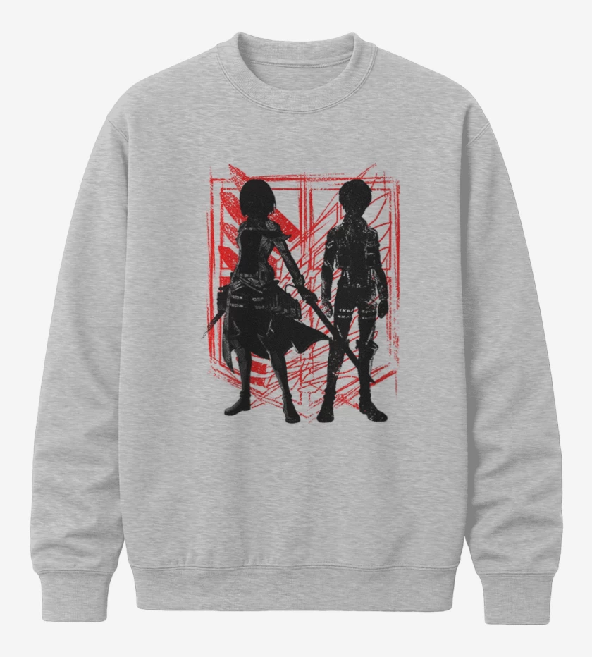 Poleron polo Gris Melange de Mikasa y Eren