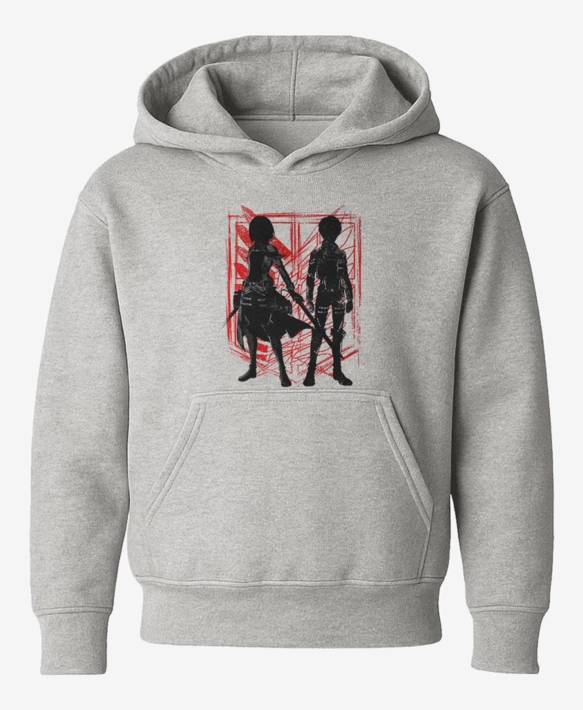 Poleron de niño Gris Melange de Mikasa y Eren