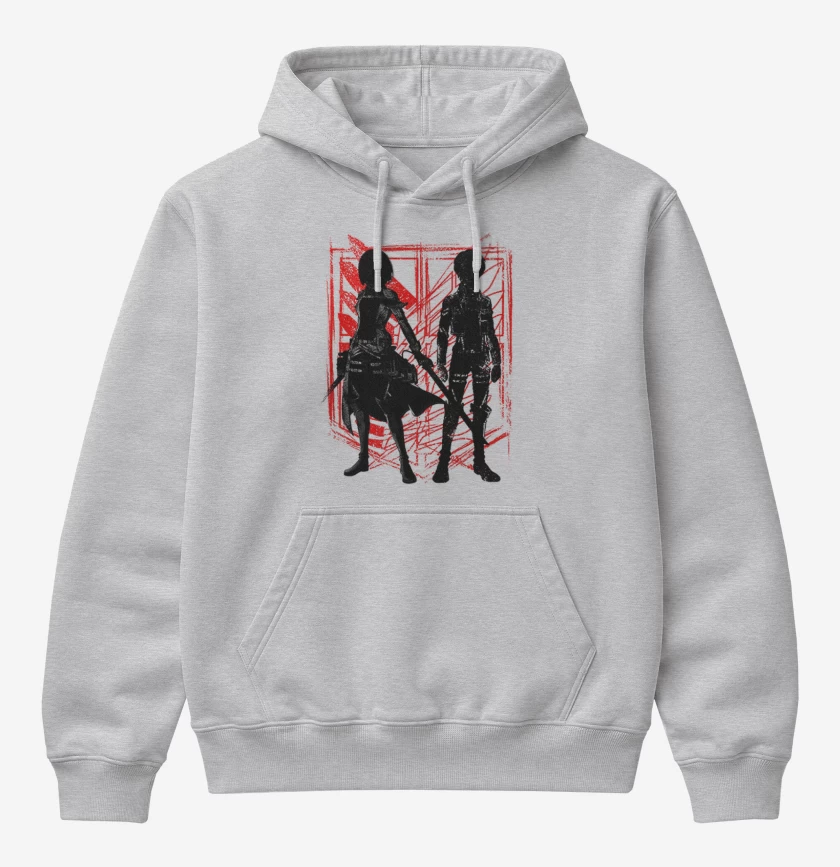 Poleron Canguro básico Gris Melange de Mikasa y Eren