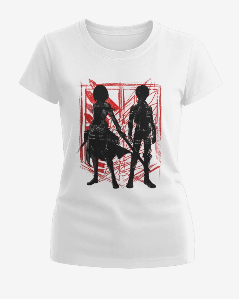 Polera de Mujer Blanco de Mikasa y Eren