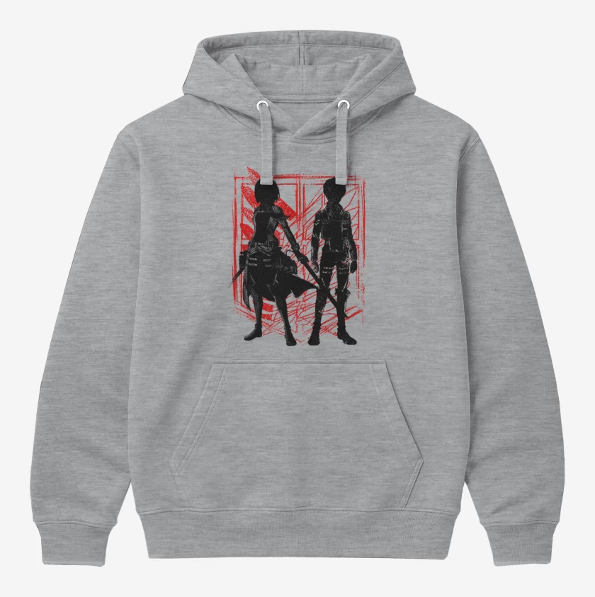 Polerón Canguro Gris Melange de Mikasa y Eren