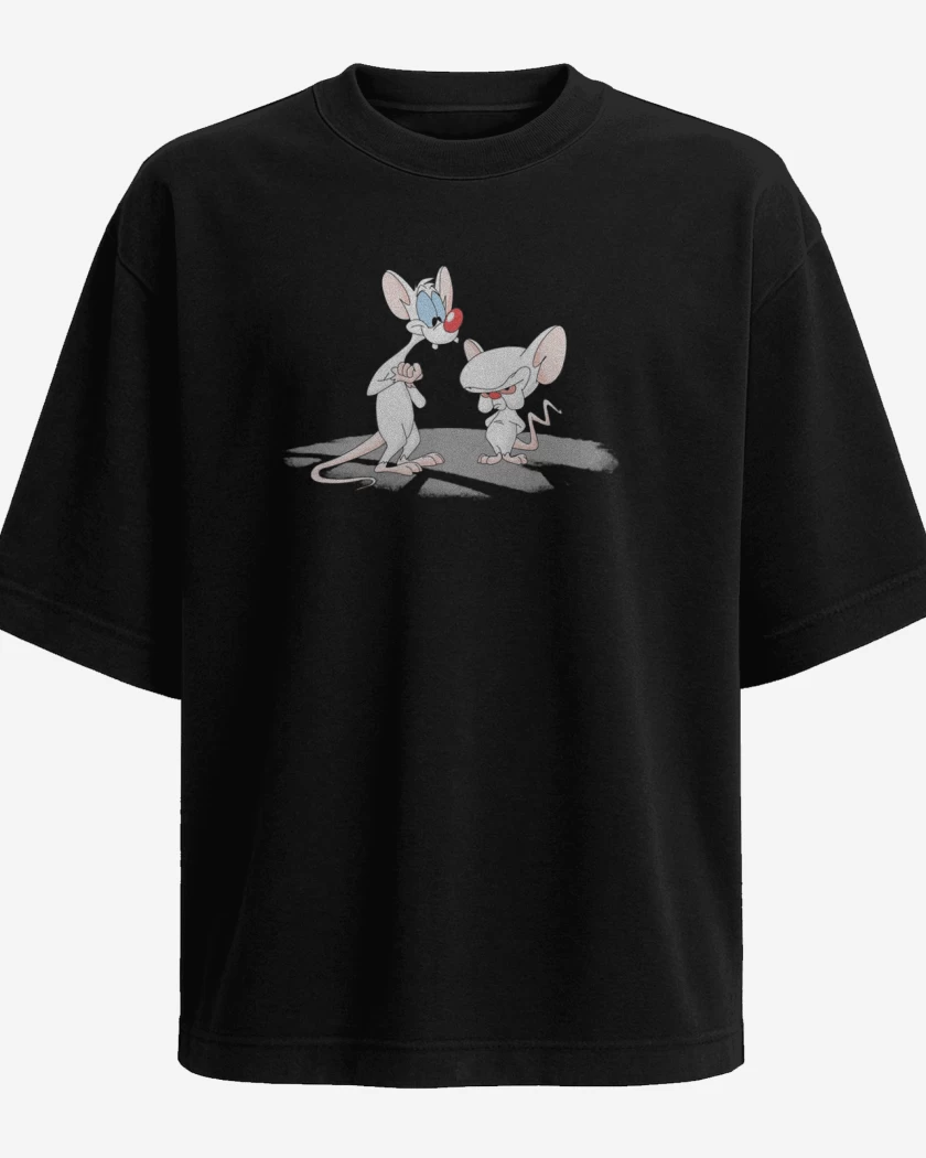 Polera Oversize Negro de Pinky y cerebro