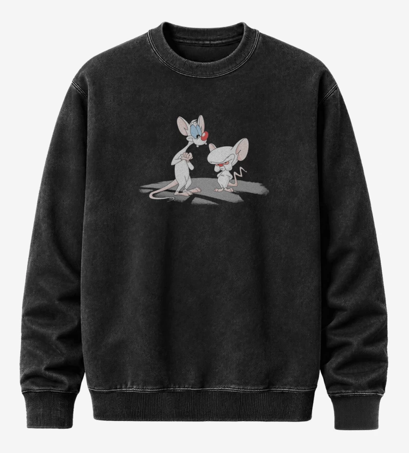 Poleron Polo Acid Wash Negro de Pinky y cerebro