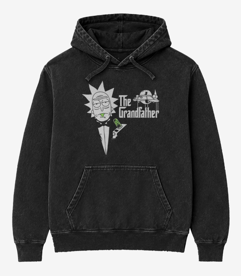 Poleron Canguro Acid Wash Negro de The grandfather