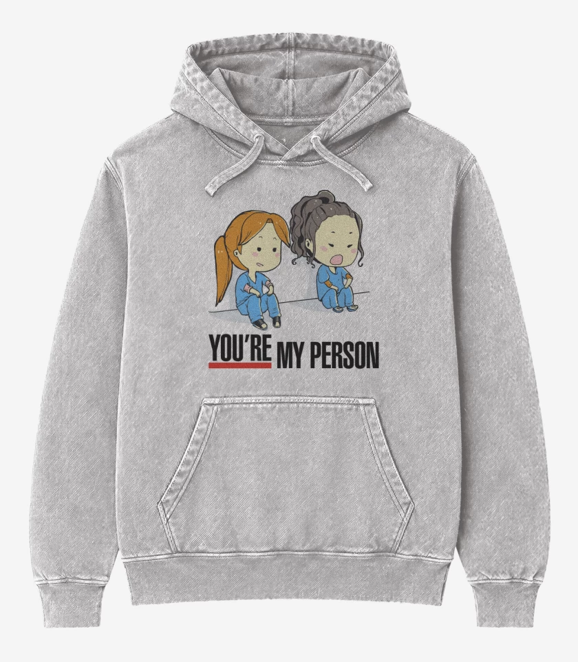 Poleron Canguro Acid Wash Gris Melange de you re my person