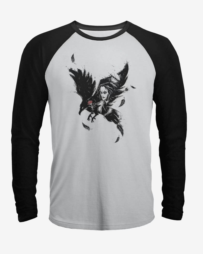 Polera Raglan Blanco / Negro de The Crow