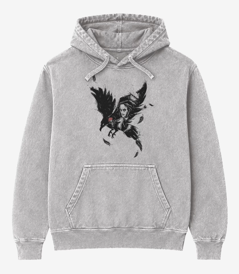 Poleron Canguro Acid Wash Gris Melange de The Crow