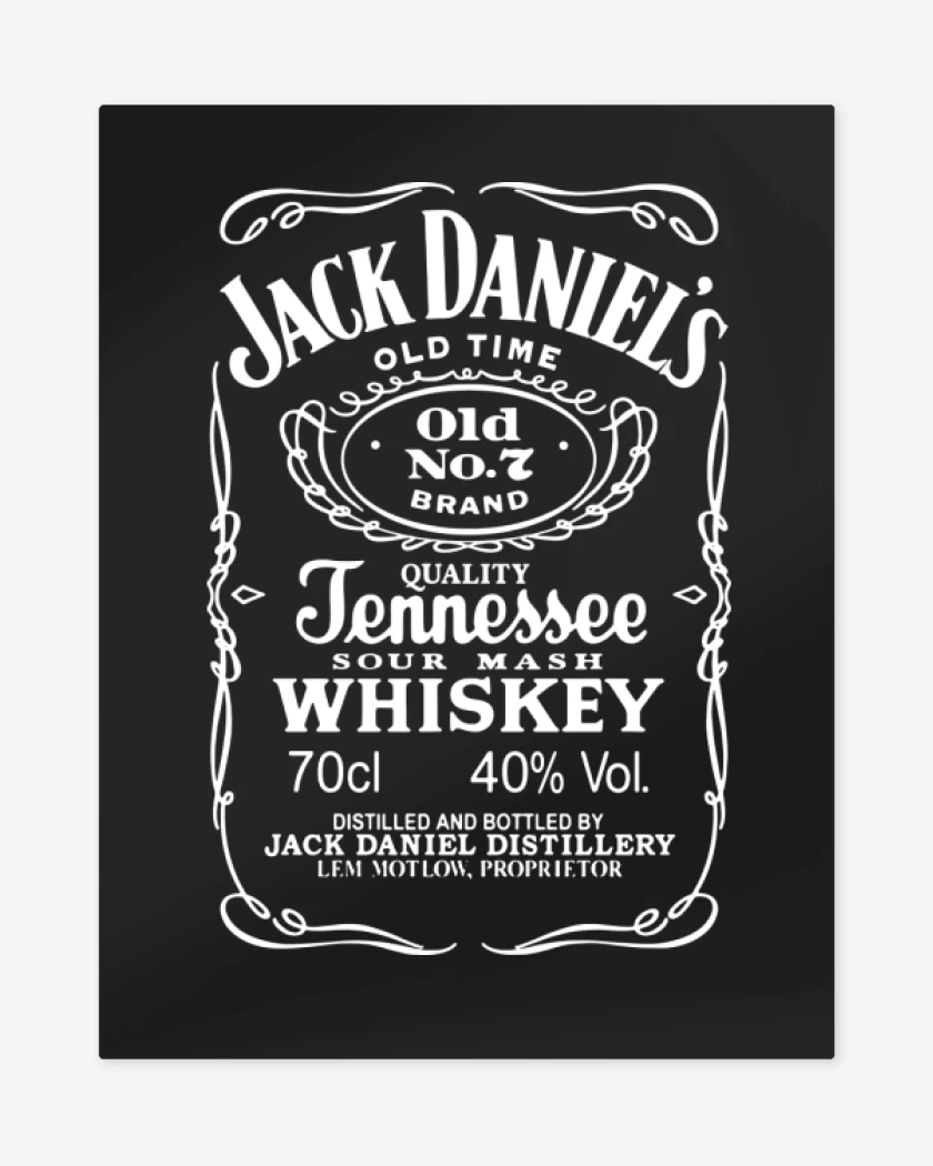 Print metalico Negro de Jack daniels etiqueta