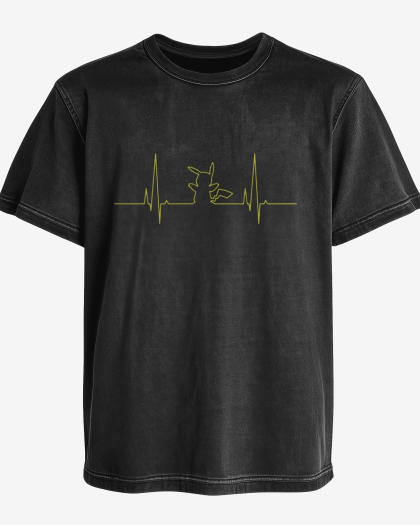 Polera desgastada Negro de Pokemon - Latido Pikachu