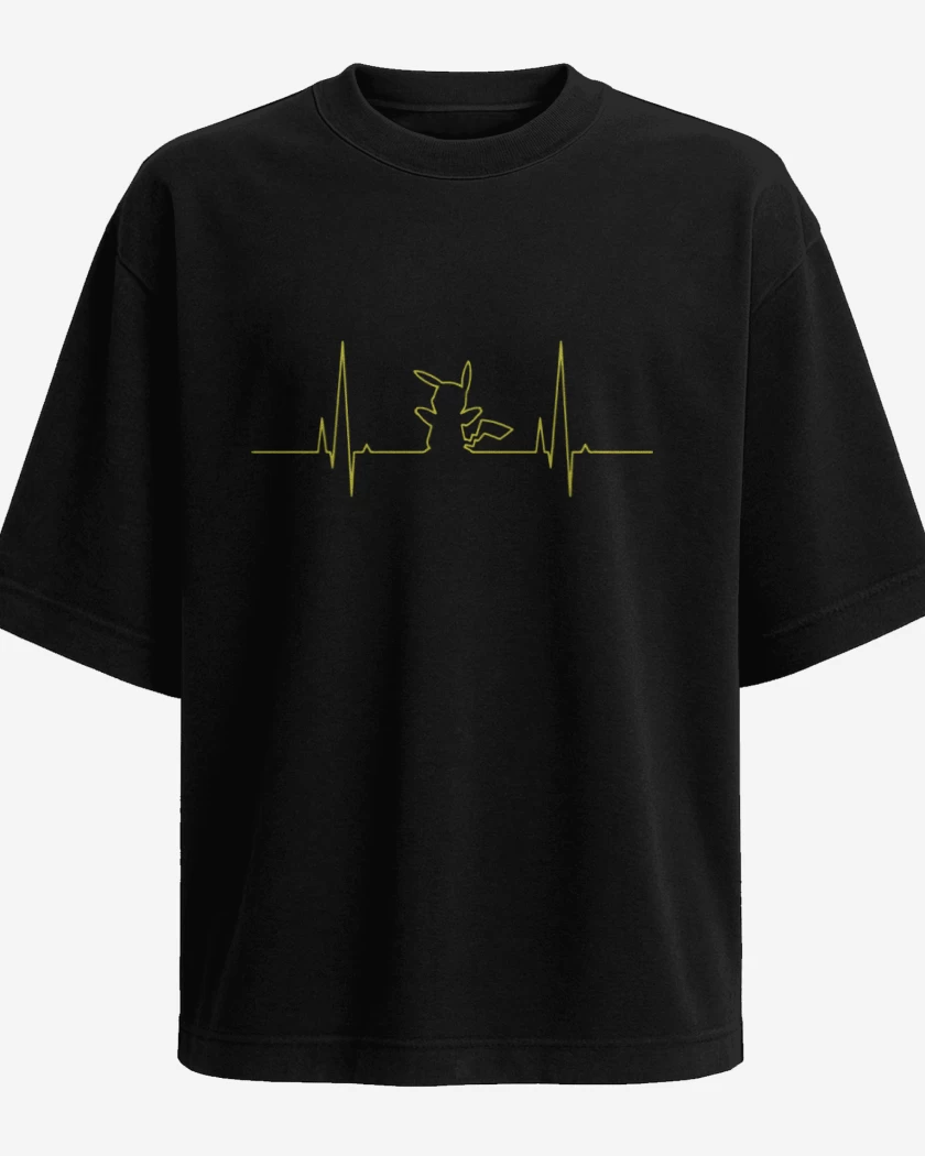 Polera Oversize Negro de Pokemon - Latido Pikachu