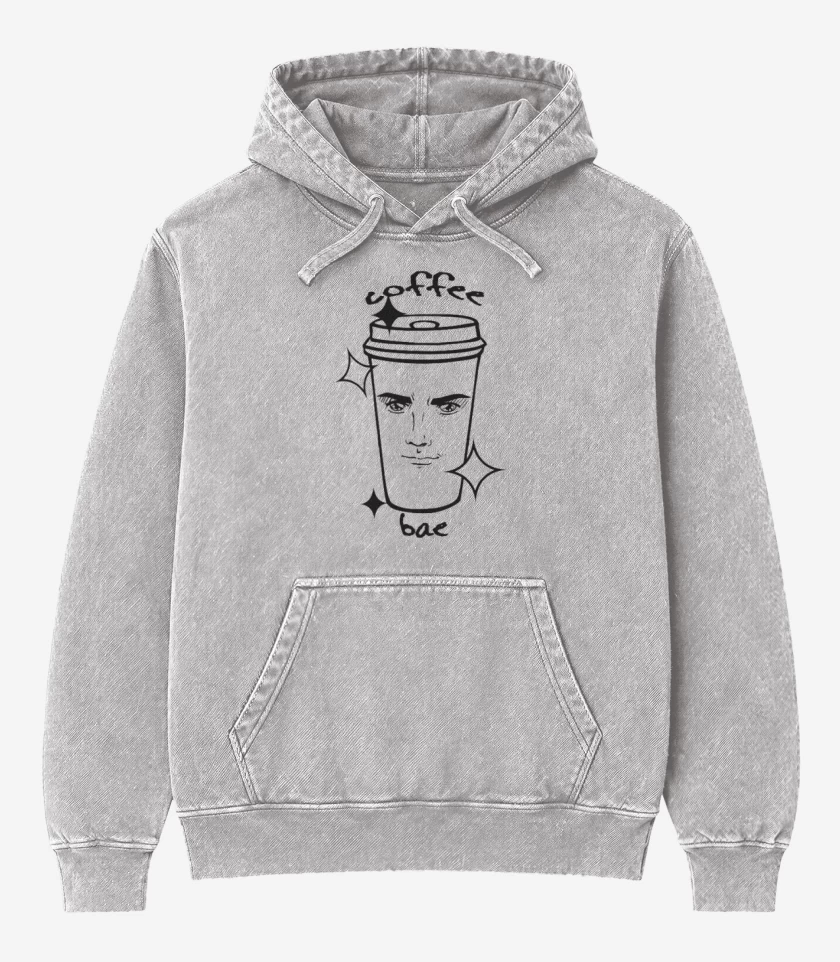 Poleron Canguro Acid Wash Gris Melange de Yaranaika cafe