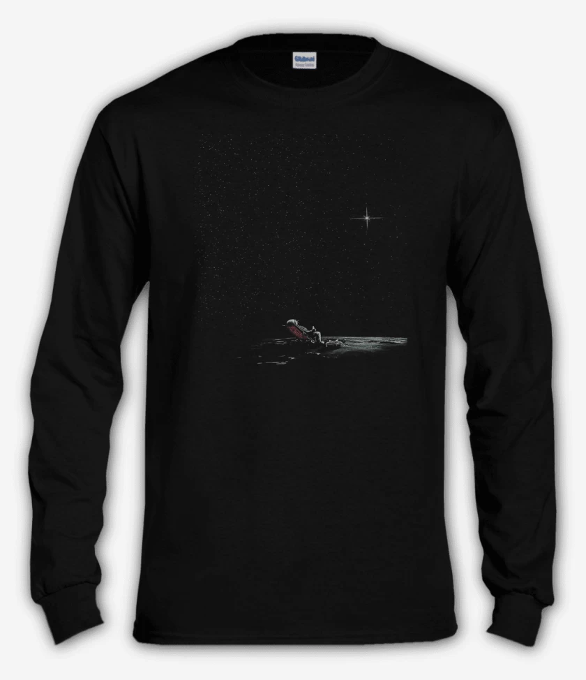 Polera manga larga Negro de Astronauta playa
