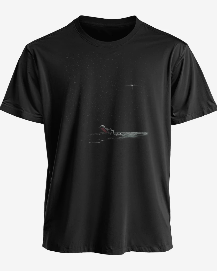 Polera premium Negro de Astronauta playa