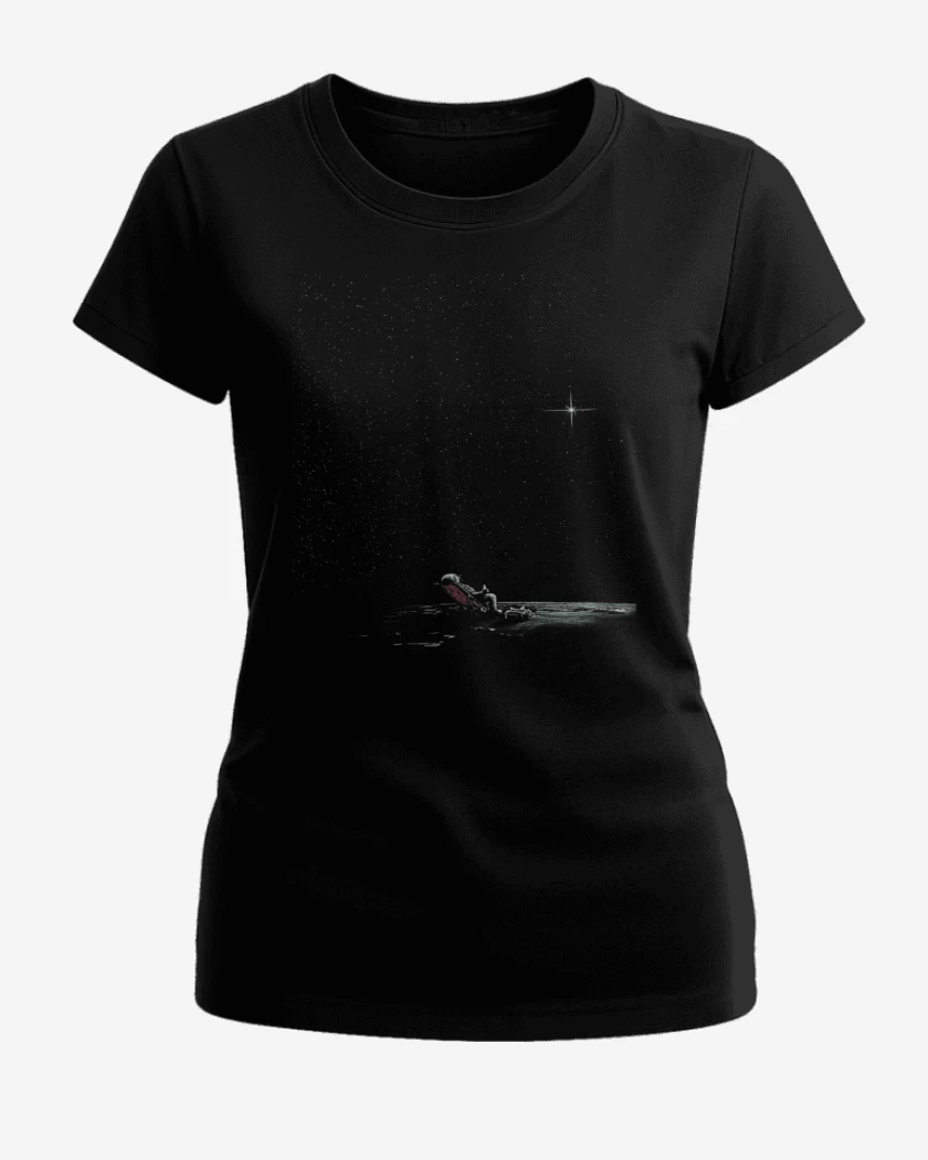 Polera de Mujer Negro de Astronauta playa