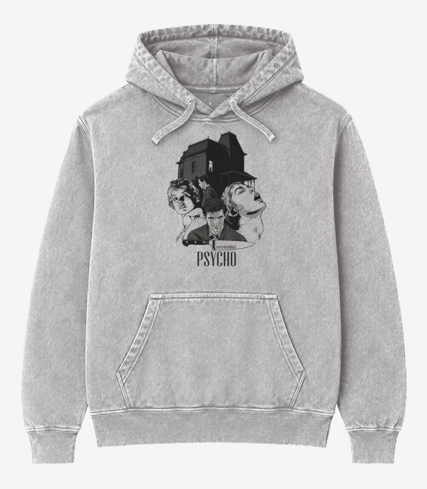 Poleron Canguro Acid Wash Gris Melange de Psycho