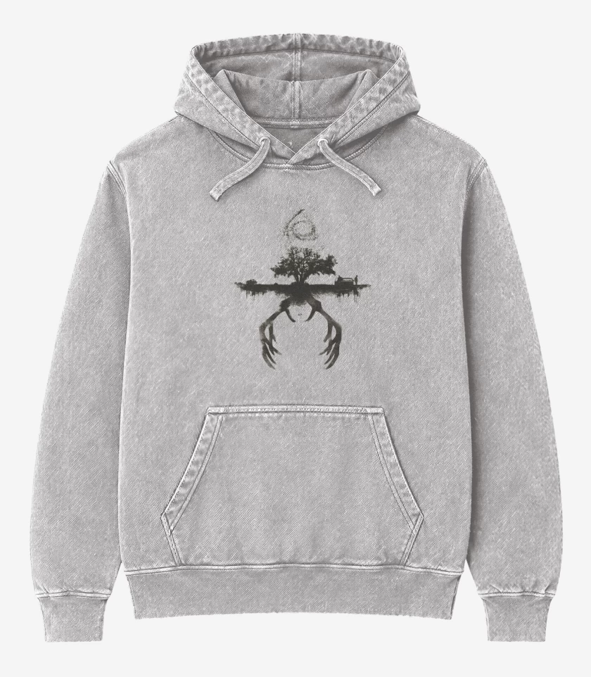 Poleron Canguro Acid Wash Gris Melange de True Detective