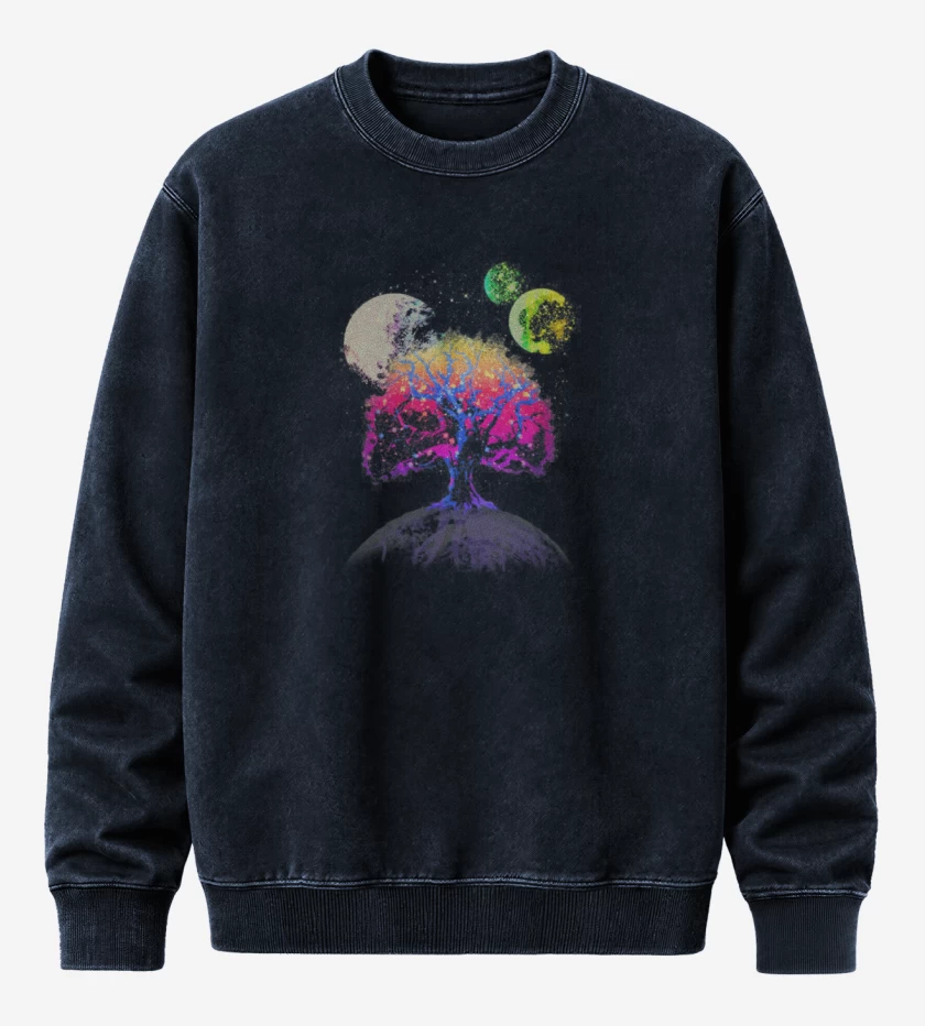 Poleron Polo Acid Wash Azul Marino de Arbol Galactico