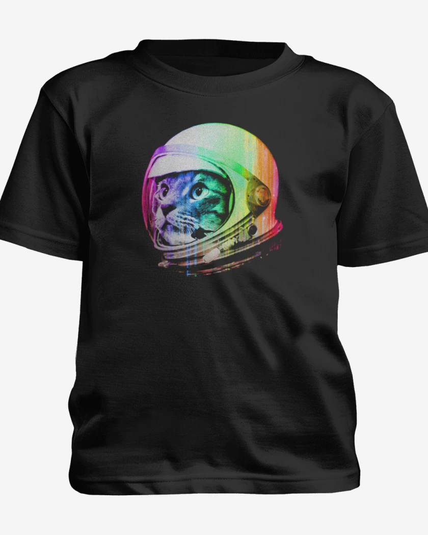 Polera de niño Blanco de Gatito espacio perfil