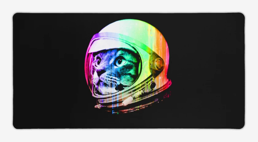 Mouse pad Gamer Negro de Gatito espacio perfil