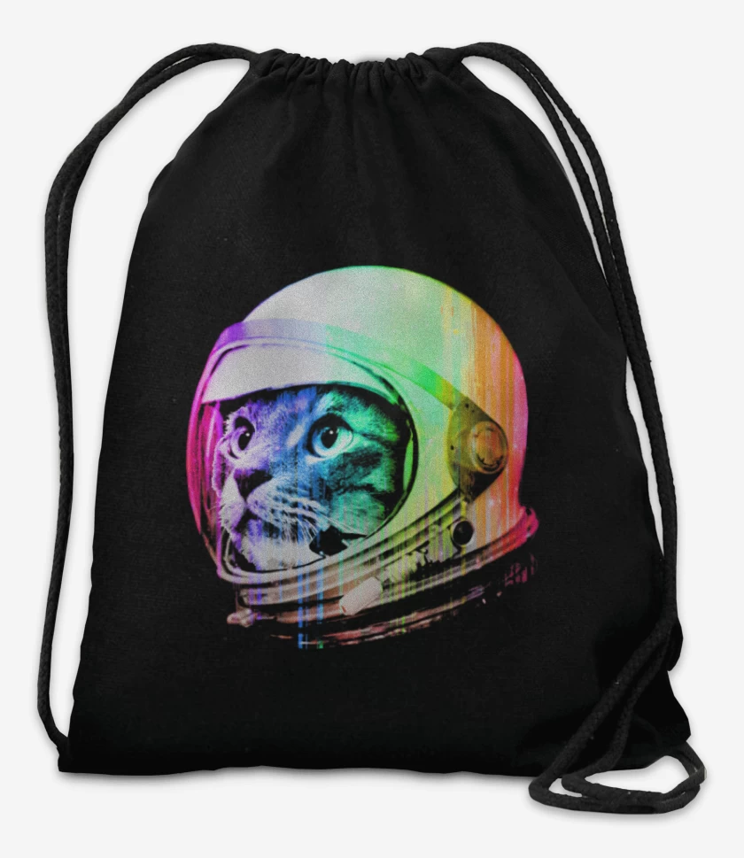 Mochila Negro de Gatito espacio perfil