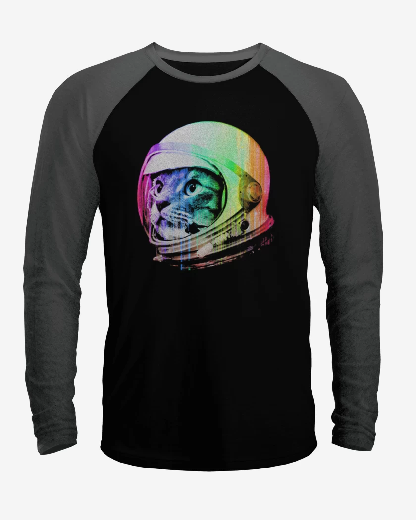 Polera Raglan Negro / Negro Heather de Gatito espacio perfil
