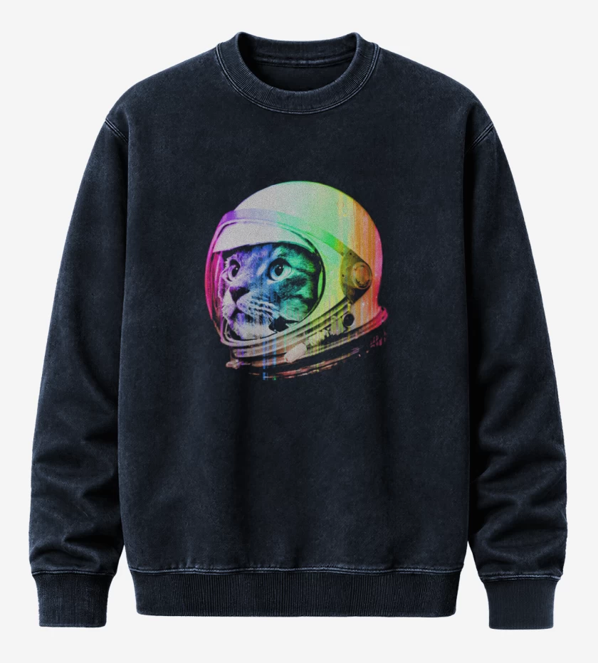 Poleron Polo Acid Wash Azul Marino de Gatito espacio perfil