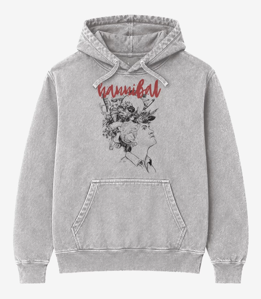 Poleron Canguro Acid Wash Gris Melange de Hannibal 